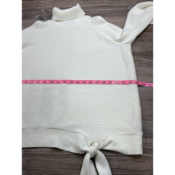 Simply Vera Vera Wang Side-Tie Ribbed Turtleneck Ivory Sweater XL Cozy Chic - Picture 9 of 13